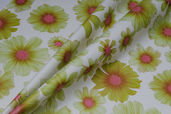 59680 Blumenseidenpapier "Cosmea" grün-rosa 50 cm / 75 cm