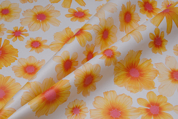 59682 Blumenseidenpapier "Cosmea" orangegelb-rosa 50 cm /75 cm